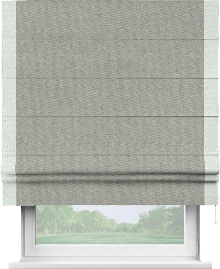Римская штора «Кортин» с кантом Стрим Дуо, для проема, ткань блэкаут однотонный серый
